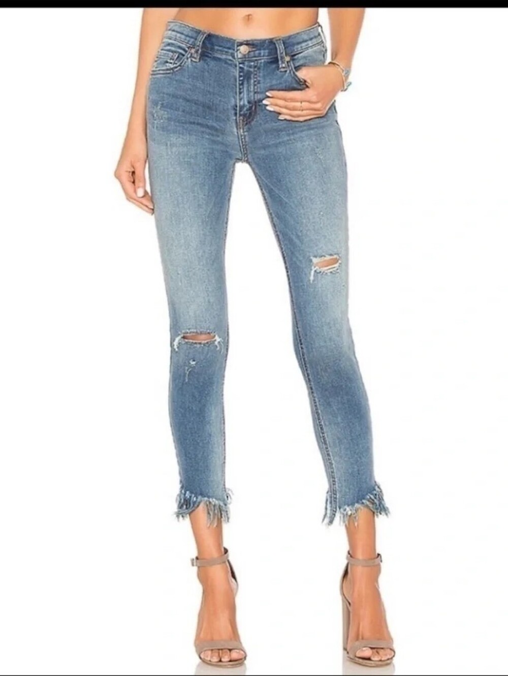 Free People Distressed Great Heights Frayed Skinny 28